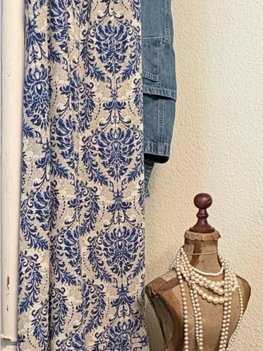 Blue and Cream Floral Maxi dress